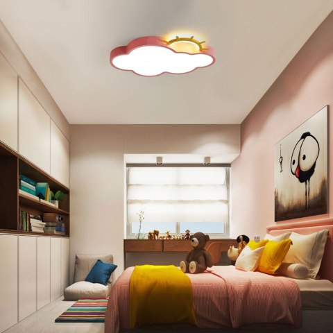 Lampa LED sufitowa plafon do pokoju dziecięcego ściemniana + pilot chmurka różowa