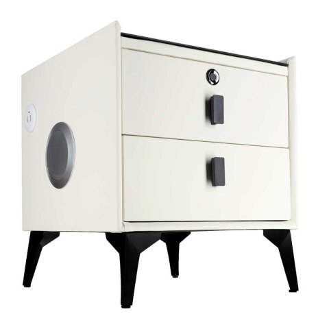 Szafka nocna nowoczesna inteligentna zamek na odcisk ładowanie ecru